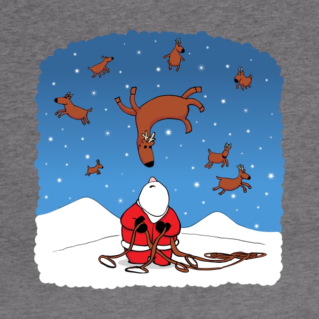 Santa Wrangling Flying Reindeer by dittmitx